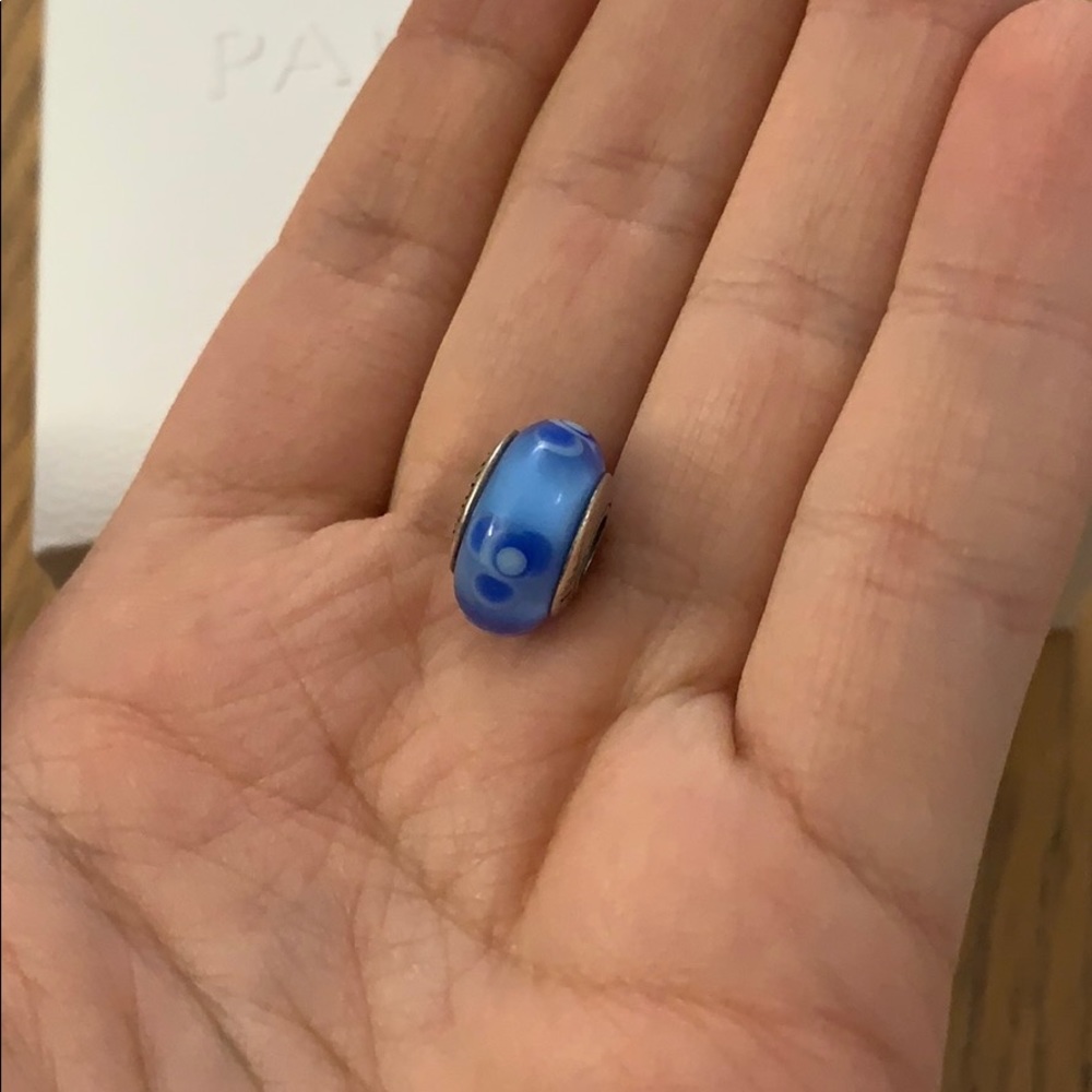 Pandora Blue Floral Murano Glass Charm - Picture 3 of 5